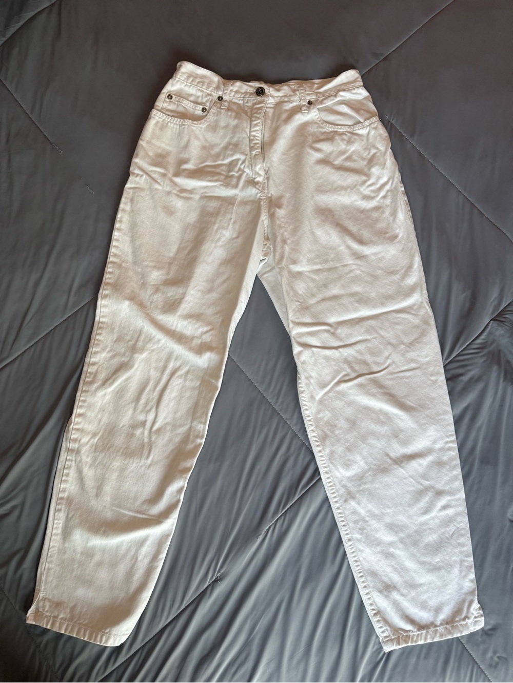 Ann Taylor White Boyfriend Jeans Cotton High Rise
